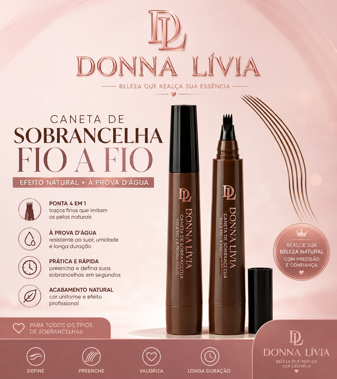 Brow Perfect™ Caneta de Sobrancelhas Fio a Fio | Efeito Natural | À Prova d'Água